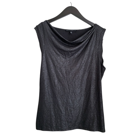 White House Black Market Womens Sleeveless Blouse Size Large Black Metallic - Picture 1 of 5